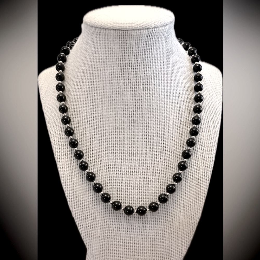 Black Onyx and 14k Yellow Gold Necklace